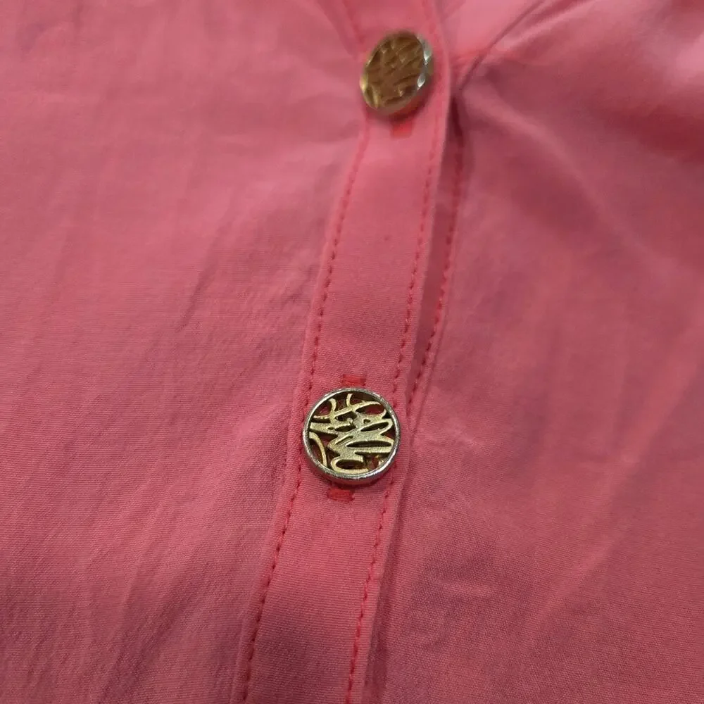 Lilly Pullitzer Elsa Silk Top Women's Blouse Vneck Elastic Cuffs Size Medium - Picture 4 of 11